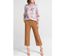 Dreiviertelarm Bluse Modern Classic Popeline Rot/blau Bedruckt