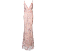 Abendrobe mit Federbesatz - Rosa
