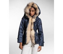 Parka aus Twill mit Pelzbesatz