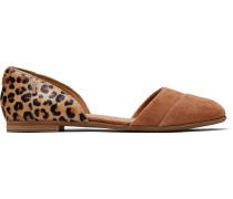Braune Suede Leopard Print Jutti D'Orsay Ballerinas