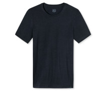 Schiesser Shirt kurzarm Jersey elastisch rundhals blau