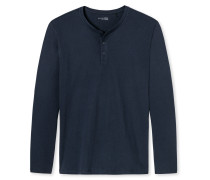 Schiesser Shirt langarm Jersey Knopfleiste dunkel