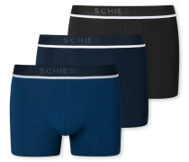 Schiesser Shorts 3er-Pack Organic Cotton Webgummibund blau/schwarz
