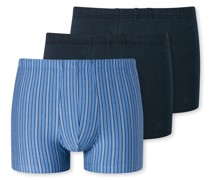 Schiesser Shorts 3er-Pack Organic Cotton uni/geringelt mehrfarbig