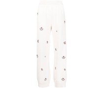 Hose mit blumiger Stickerei