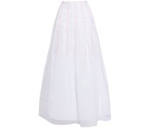 contrast thread-detail cotton midi skirt