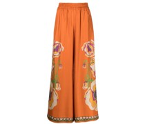 Palazzohose aus Seide mit Blumen-Print