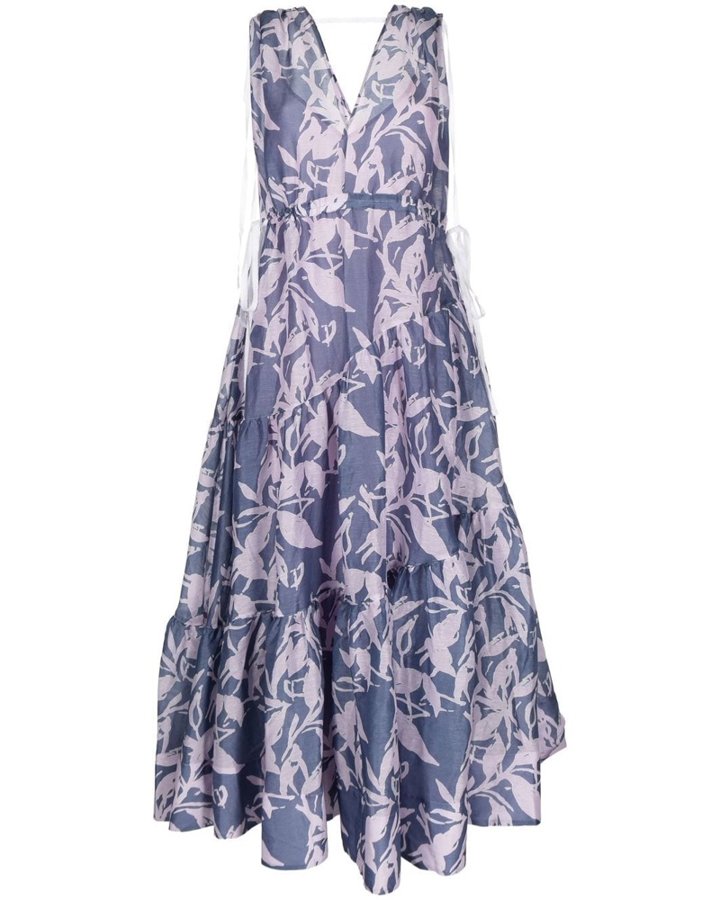 Lee Mathews Damen Ausgestelltes Midikleid mit Blumen-Print