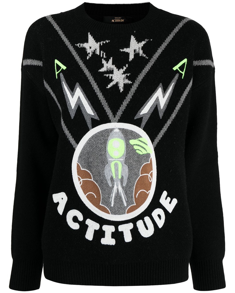 Twin-Set Damen Pullover mit Slogan-Print