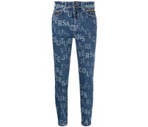 Cropped-Jeans mit Logo-Print