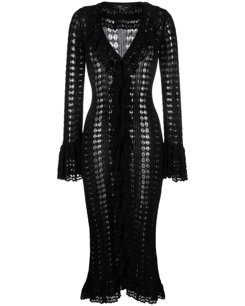 Blumarine Damen Spitzenkleid mit V-Ausschnitt