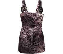 Leopardess Print Satin Mini Dress