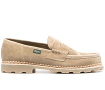 logo-patch suede loafers