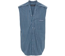 check-pattern sleeveless shirt