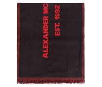 logo-print wool scarf