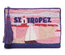 St. Tropez-motif beaded clutch bag