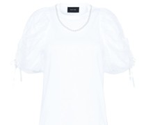 Puffärmel-T-Shirt mit Perlenkette