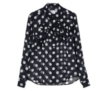 ruffle-front polka-dot shirt