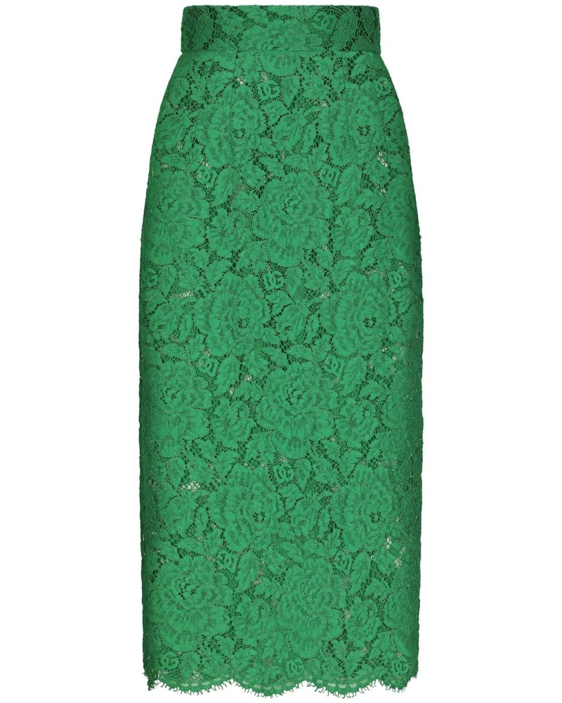 Dolce & Gabbana Damen Hoch sitzender Midirock aus Spitze