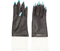 nail-appliqué leather gloves