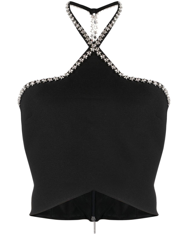MSGM Damen Neckholder-Top mit Kristallen