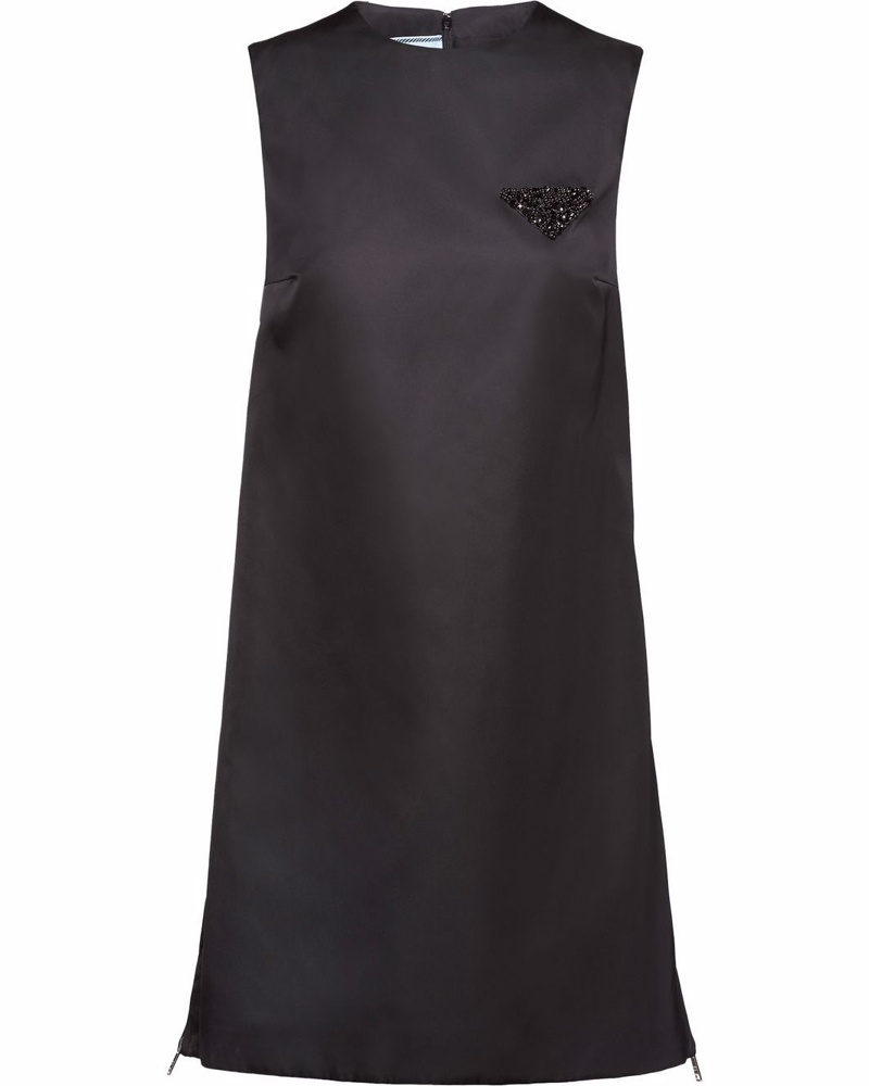 Prada Damen Kleid mit Logo-Schild