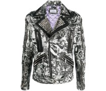 Bikerjacke mit Tattoo-Print