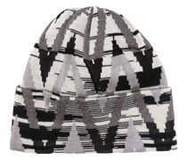 Intarsien-Mütze mit Zickzackmuster