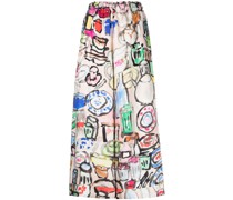 Weite Hose mit abstraktem Print