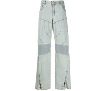 High-Waist-Jeans mit Kontrasteinsätzen