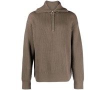 Gerippter Pullover mit Reißverschluss