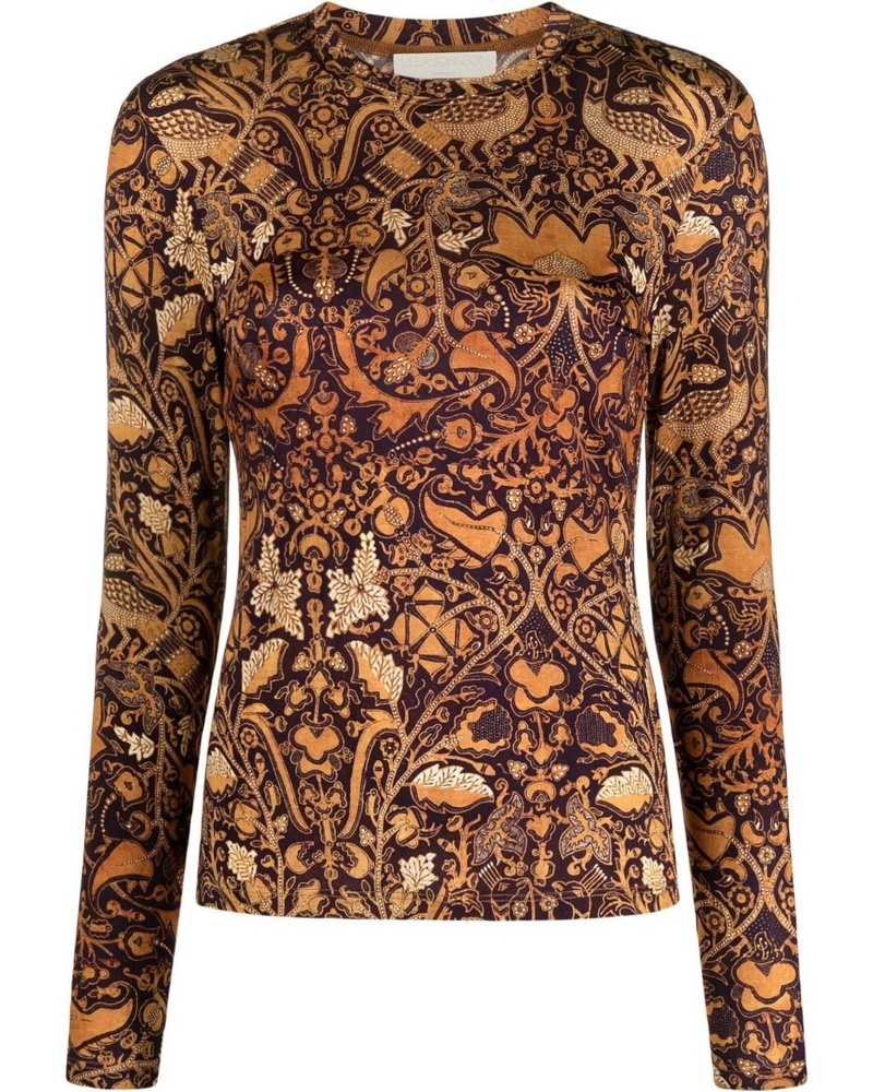 Ulla Johnson Damen Langarmshirt mit grafischem Print