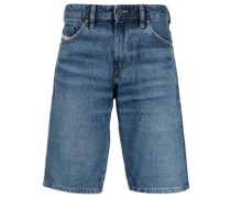 Schmale Jeans-Shorts mit Logo-Patch
