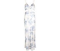 Langes Seidenkleid mit "Poppies"-Print