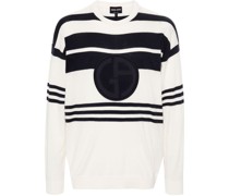 embroidered-logo striped Pullover