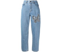 Cropped-Jeans mit Schmetterling