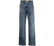 Wide-Leg-Jeans mit Nieten