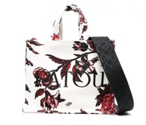 small floral-print tote bag