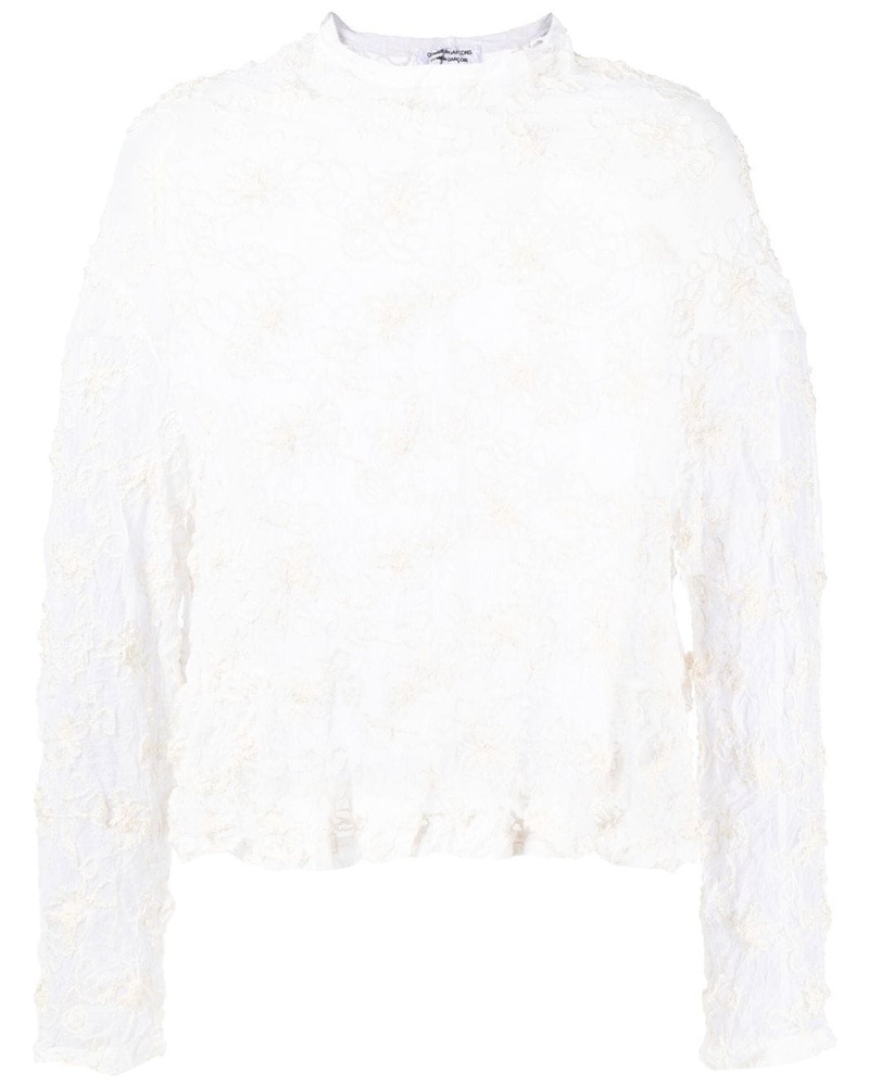 Comme des Garçons Damen Semi-transparente Bluse mit Stickerei