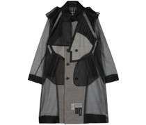 panelled semi-sheer coat