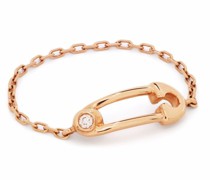 18kt Safety Pin Rotgoldring mit Diamanten