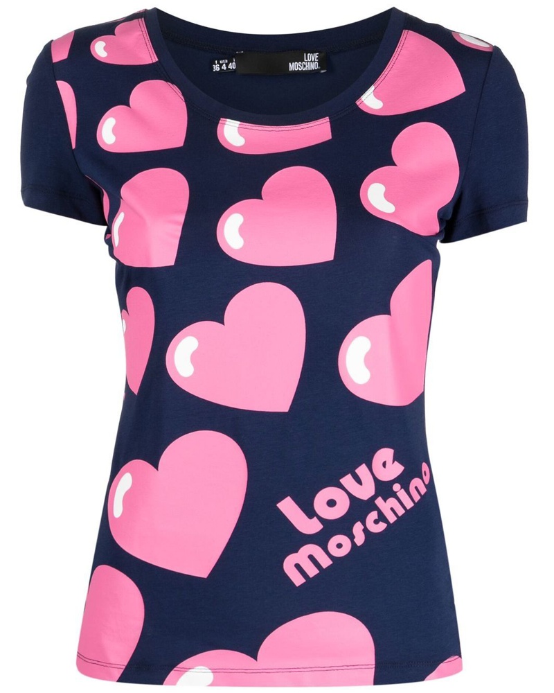 Moschino Damen T-Shirt mit Herz-Print