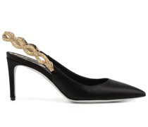 Satin-Pumps mit Kristallen