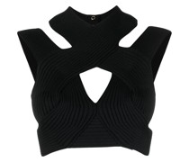 Geripptes Cropped-Top mit Cut-Out