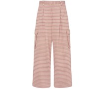 Cropped-Cargohose mit Hahnentrittmuster