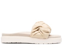 twisted-strap leather slides