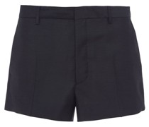 Woll-Mohair-Shorts mit Logo-Patch
