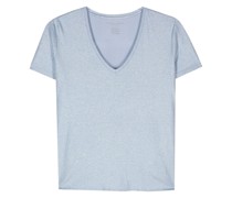 Lurex-T-Shirt mit V-Ausschnitt