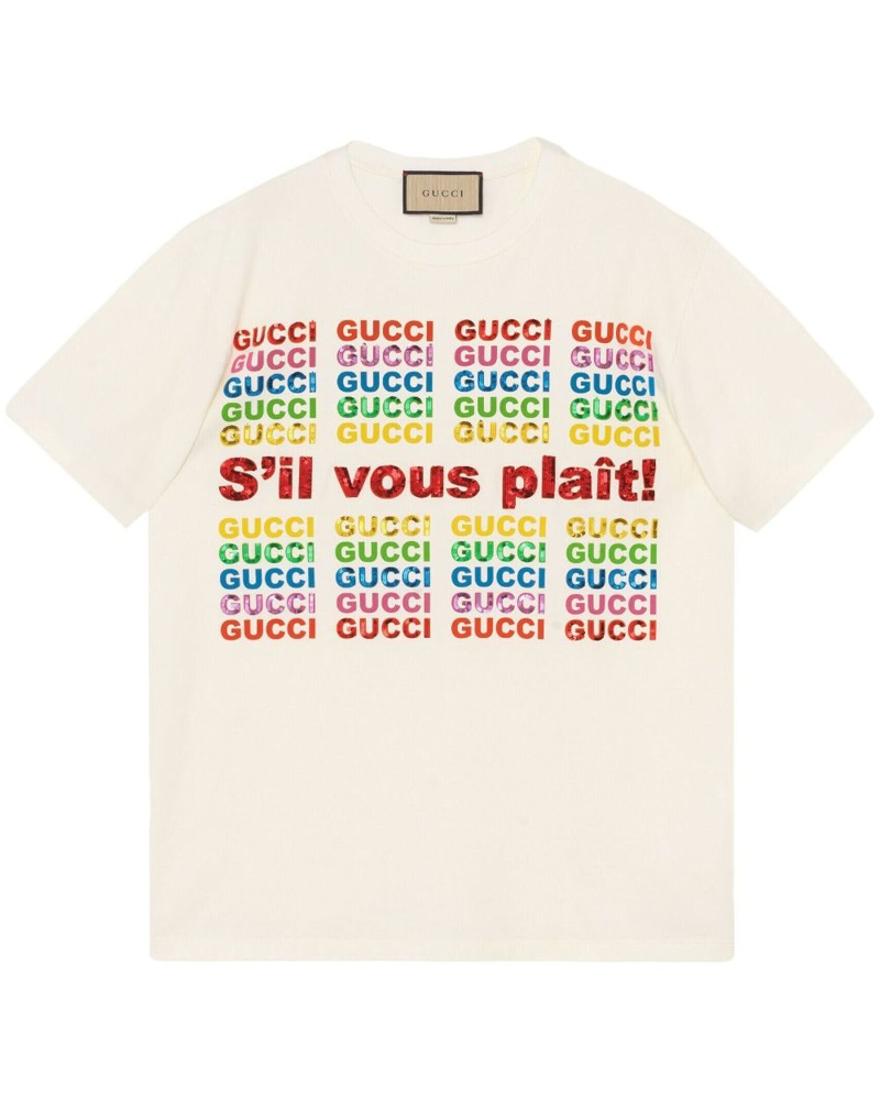 Gucci Damen T-Shirt mit Logo-Print
