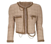 Tweed-Jacke mit Kettendetail